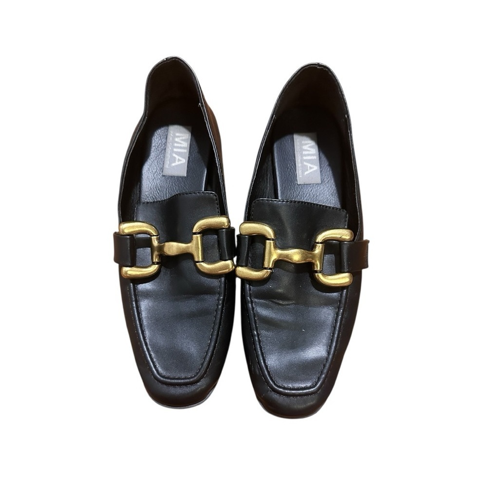 MIA Women's Black Loafers with Gold Accents, sz 6.5